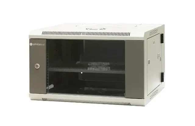 EmiterNet Szafa wisząca dzielona 19 6U drzwi blacha/szkło 600×550×370mm szer./gł./wys.