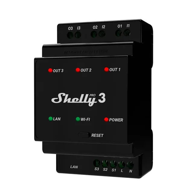 Inteligentny przełącznik Shelly Pro 3 WLAN & LAN switching drive 3 x 16 A
