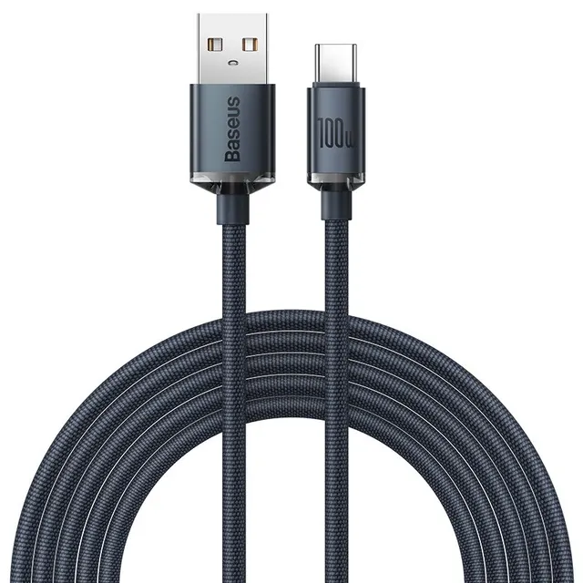 Baseus Crystal Shine Series kabel przewód USB do szybkiego ładowania i transferu danych USB Typ A - USB Typ C 100W 1 2m czarny (CAJY000401)