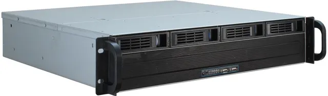 Inter-Tech IPC 2U-2404S Rack Czarny Srebrny