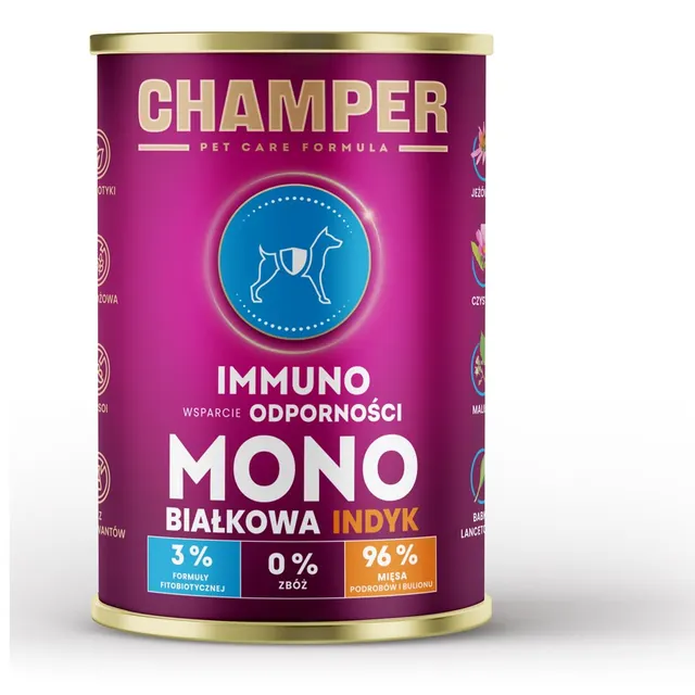 CHAMPER IMMUNO MONOBIAŁKOWA indyk mokra karma dla psa 400g