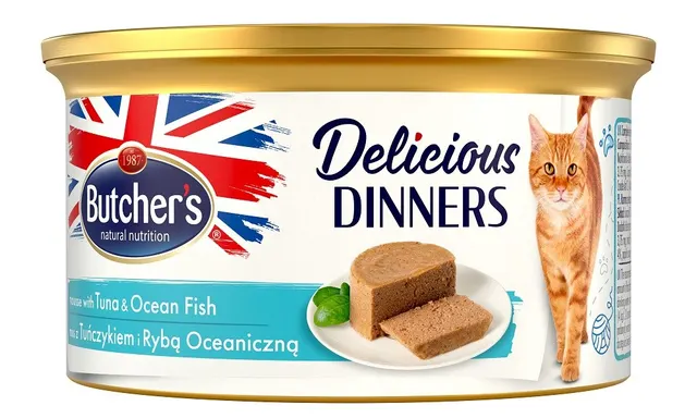 Butcher’s Delicious Dinners Cat - mokra karma dla kota z tuńczykiem i rybami oceanicznymi w formie musu - puszka - 85 g