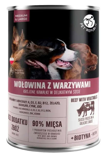 PetRepublic puszka dla psa wołowina warzywa 1250 g