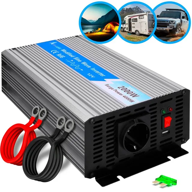 Extralink OPIM-2000W, Przetwornica napięcia, samochodowa 12V 2000W modyfikowany sinus
