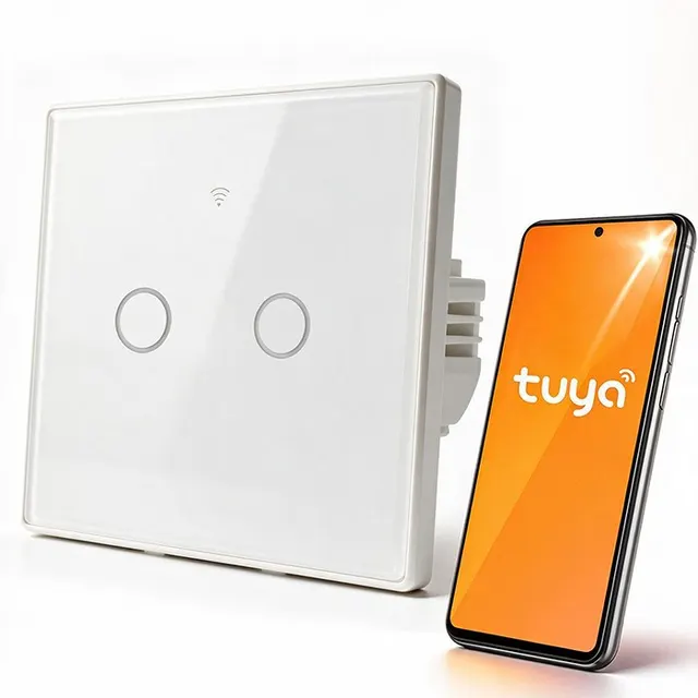 QOLTEC WŁĄCZNIK/WYŁĄCZNIK ŚWIATŁA, DOTYKOWY 2-KANAŁOWY, WI-FI, TIMER, TUYA, BIAŁY