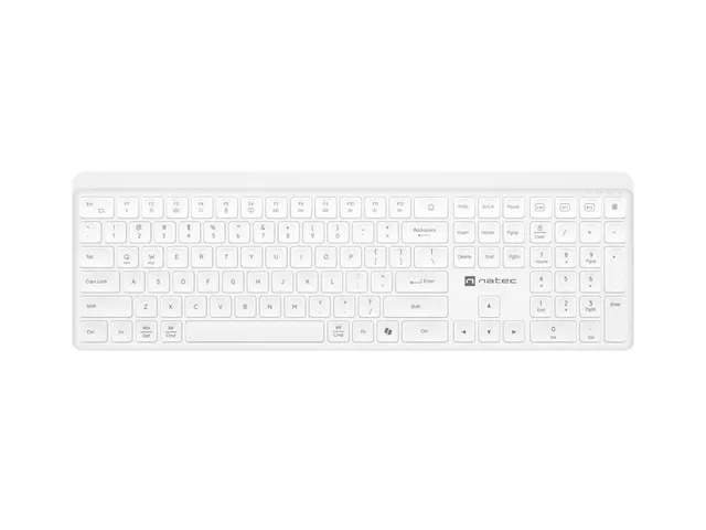 NATEC KLAWIATURA TANG US BEZPRZEWODOWA BT + 2.4GHZ CICHA SLIM BIAŁA