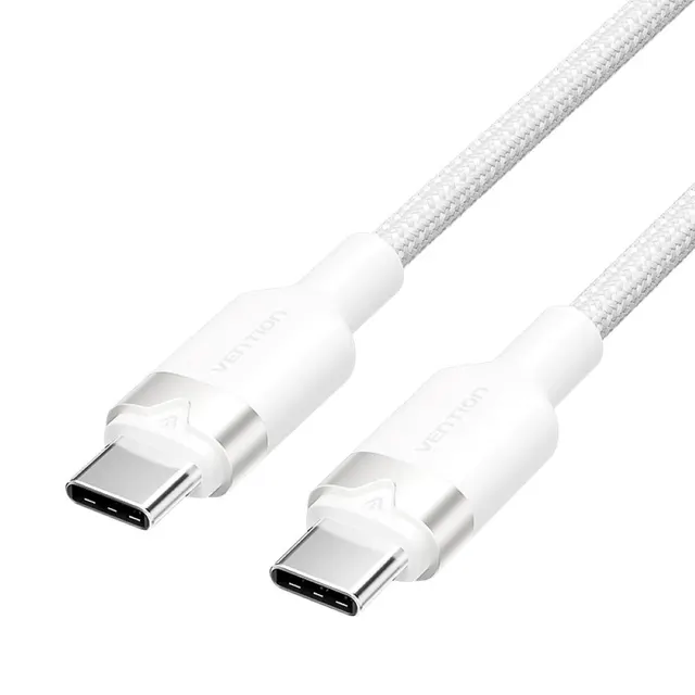 Kabel USB-C do USB-C Vention w oplocie 3A 480Mbps 60W PD 2m biały