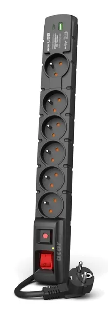 Listwa przeciwprzepięciowa Acar S6 USB A+C (szybka ładowarka) 1 5m ; czarny