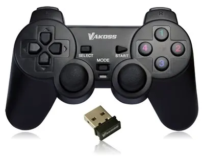 VAKOSS GAMEPAD BEZPRZEWODOWY USB Z FUNKCJĄ DUAL SHOCK PC/PS3 TRYB CYFROWY I ANALOGOWY GP-4705BK CZARNY