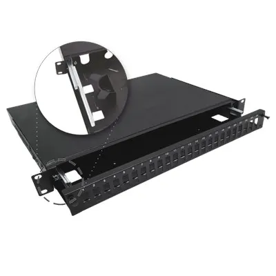 Alantec Przełącznica światłowodowa teleskopowa 24xSC duplex / 24xLC quad 19 1U z akcesoriami montażowymi (dławiki opaski) (FOP-1U-24SCD-C-P)