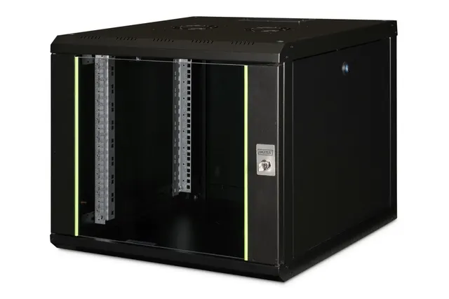 Digitus Szafa sieciowa wisząca Unique 19 9U rack 600x600 drzwi szyba czarny niedzielona złożona 100kg
