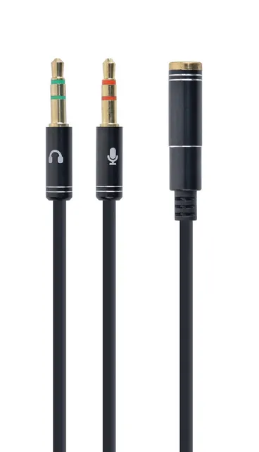 Kabel GEMBIRD CCA-418M (Mini Jack x2 M - 4-Pin Jack stereo 3 5 mm F; 0 20m; kolor czarny)