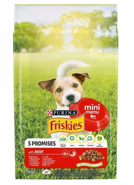 FRISKIES Mini Menu Wołowina z warzywami - sucha karma dla psa - 1 5 kg