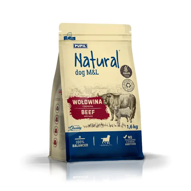 NATURAL Wołowina z jagnięciną sucha karma dla psów 1 6kg