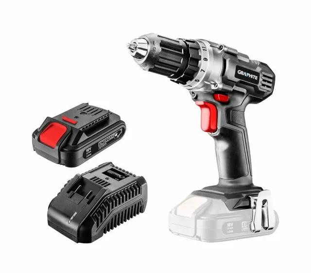Wiertarko-wkrętarka akumulatorowa Energy+ 18V Li-Ion aku 2Ah ład karton 58G000-SET1 Graphite