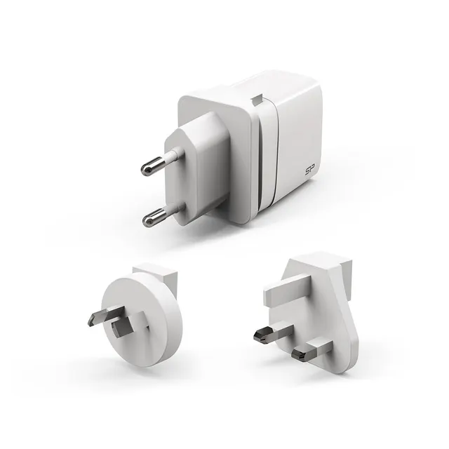 Ładowarka sieciowa podróżna Silicon Power QM16 Boost Charger 20W wtyczki EU/US/UK/AU 1xUSB-A 1xUSB-C (SP20WASYQM162PAW)