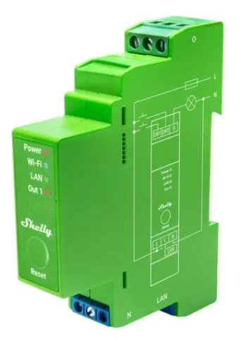Shelly Pro Dimmer 1PM Wbudowany Ściemniacz światła Niebieski Zielony Szary