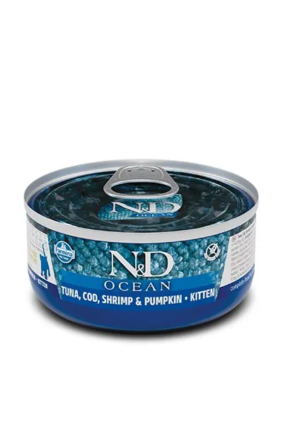 FARMINA N&D CAT OCEAN TUNA COD SHRIMP&PUMPKIN KITTEN - mokra karma dla kociąt - 70 g