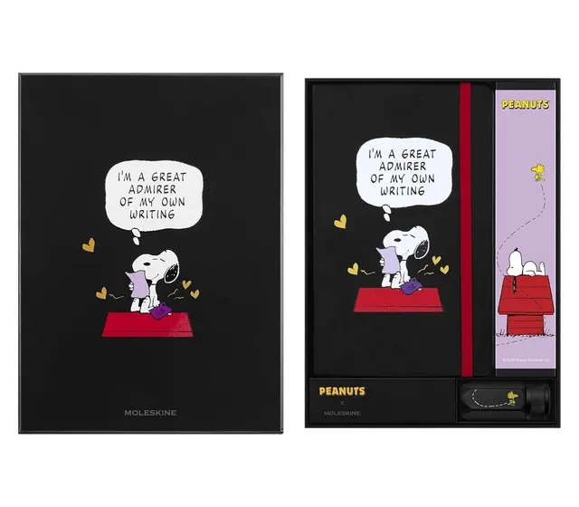 Moleskine Zestaw prezentowy Peanuts notatnik z kultową grafiką „Fistaszków” oraz 12 ołówków Blackwing z temperówką.
