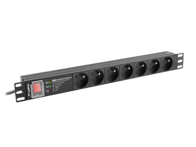 LANBERG LISTWA ZASILAJĄCA RACK PDU PRO 19 (1U 16A 7X 230V PL 2M CZARNA) PDU-PRO-07E-0200-BK