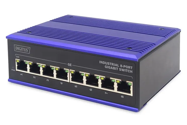 Przemysłowy switch 8x 1000Base-TX DIN rozszerzony zakres temp.