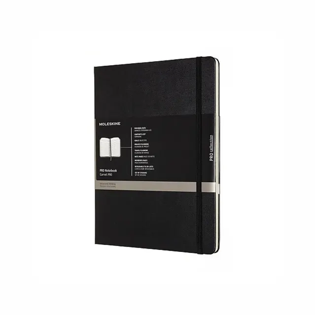 Moleskine notatnik Professional XL z twardą oprawą 192 stron zaprojektowane specjalnie do efektywnego zarządzania zadaniami projektami i codzienną produktywnością w pracy czarny.
