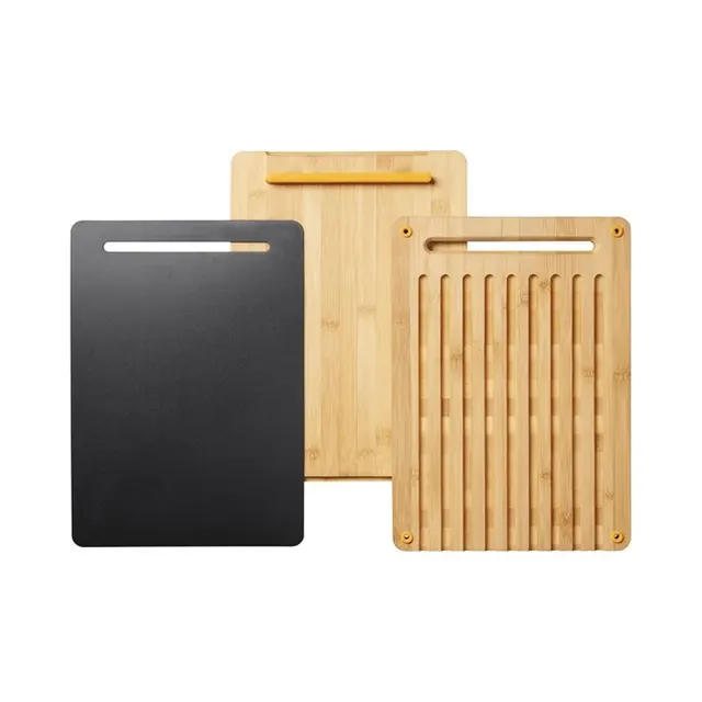 Fiskars 1057550 deska do krojenia Prostokątny Bambusowy Plastik Bambusowy Czarny