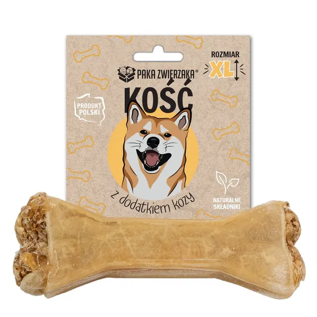 Paka Zwierzaka Kość z dodakiem kozy XL-17 cm 115g