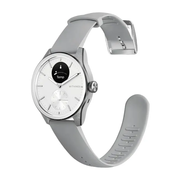 Zegarek Withings Scanwatch 2 z funkcją EKG pomiarem pulsu i SPO2 oraz mierzeniem aktywności fizycznej i snu (42mm white)