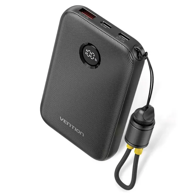 Powerbank Vention 10000mAh 2 x USB-C 1x USB-A z wyświetlaczem 22 5W czarny