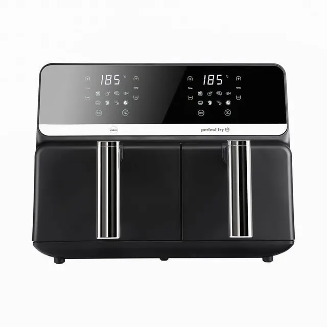 ELDOM FRYTOWNICA BEZTŁUSZCZOWA FR200 9 L 2200W DWIE NIEZALEŻNE SZUFLADY 8 PROGRAMÓW WYŚWIETLACZ LED TEMP. 80°C–200°C