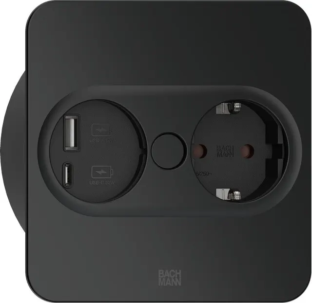 Bachmann 946.105 gniazdko elektryczne Type F + USB A + USB C Stal nierdzewna