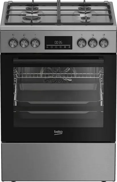 Kuchnia gazowo-elektryczna BEKO FBM62330GXTN, 60 cm, termoobieg, grill, inox