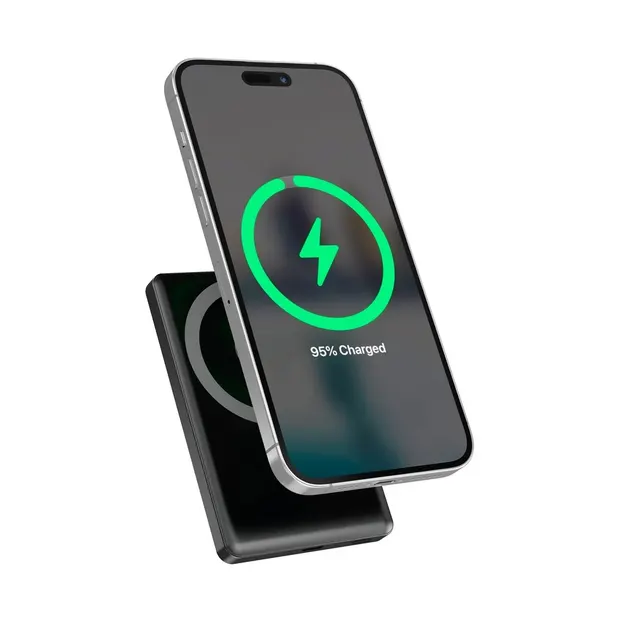 GEMBIRD BEZPRZEWODOWY POWERBANK MAGNETYCZNY 15W Z WYŚWIETLACZEM LCD 10000 MAH CZARNY