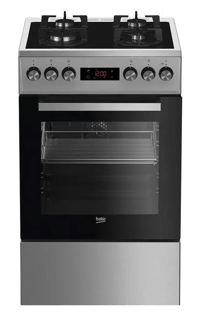 Kuchnia gazowo-elektryczna BEKO FSMT55330DXDS, pieczenie 3D, rożen, czyszczenie parą