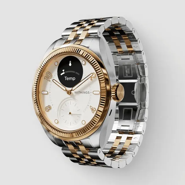 Zegarek Withings Scanwatch Nova Brilliant z EKG puls SPO2 temperatura mierzenie aktywności i snu 39mm gold