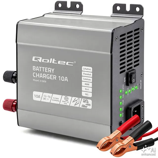 QOLTEC ŁADOWARKA DO AKUMULATORÓW MONOLITH LIFEPO4 AGM GEL SLA, 10A, 12V