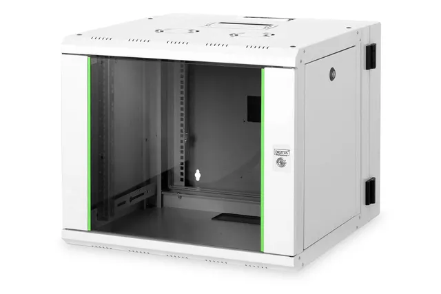 Digitus Szafa sieciowa wisząca Unique 19 9U rack 600x600 drzwi szyba szary dzielona złożona 100kg
