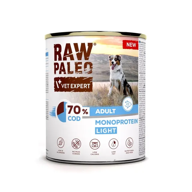 VetExpert Raw Paleo Dorsz/Cod Light Adult Can 800g