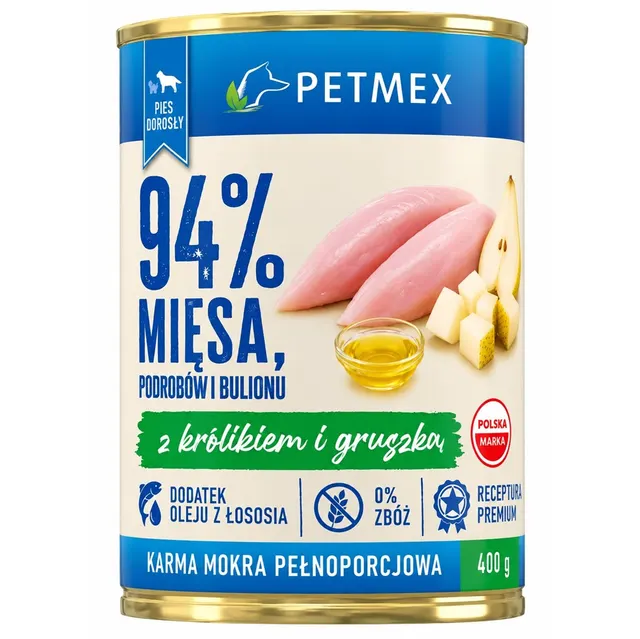 Petmex z królikiem i gruszką dla psów dorosłych 400g