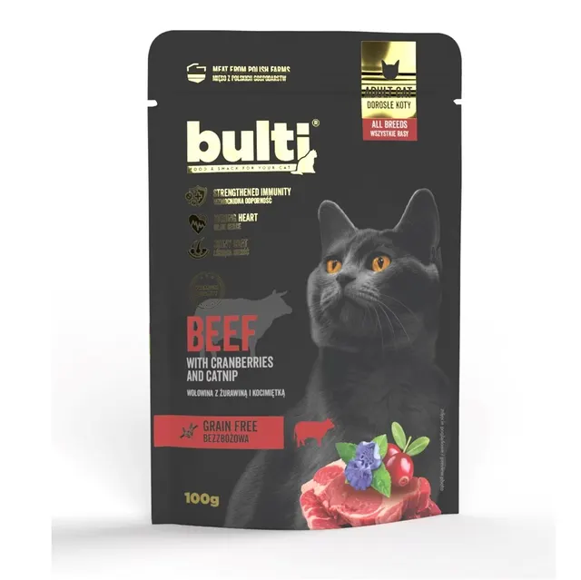 Bulti Superfood dla kota mielonka - wołowina z żurawiną i kocimiętką 100g