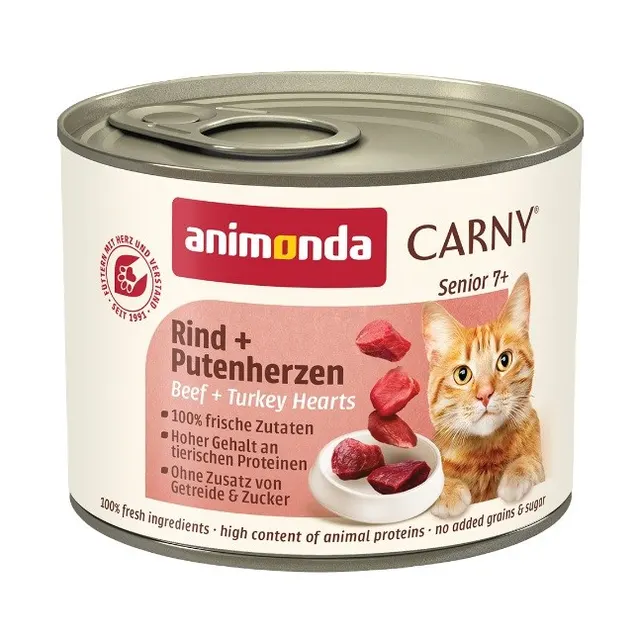 ANIMONDA Carny Senior wołowina i serca indyka - mokra karma dla kota - 200g