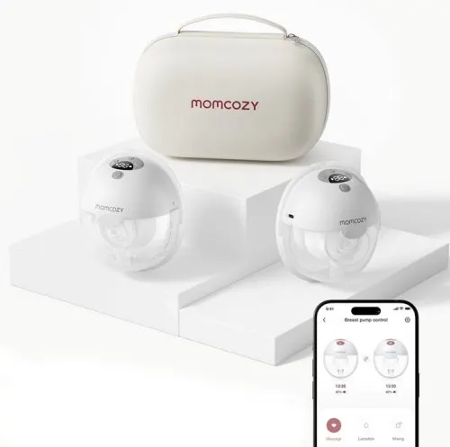 MOMCOZY M5 inteligentny noszony laktator z obsługą aplikacji szary – podwójny zestaw