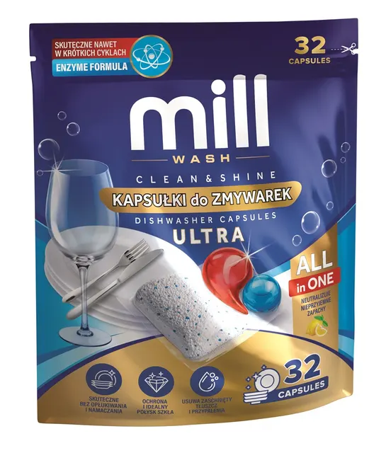 MILL Kapsułki do zmywarki CLEAN&SHINE ULTRA 32szt. 3K. D
