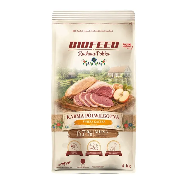 BIOFEED Kuchnia Polska karma półwilgotna kaczka 4kg