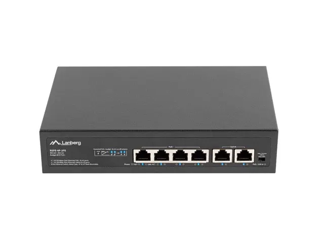 LANBERG SWITCH POE+ RACK 10 /19 (4X 100MB/S POE+ 2X 100MB/S) RSFE-4P-2FE-60