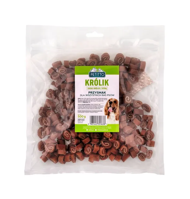 PETITTO- Sushi Królik z Rybą - Przysmak dla psa - 500g