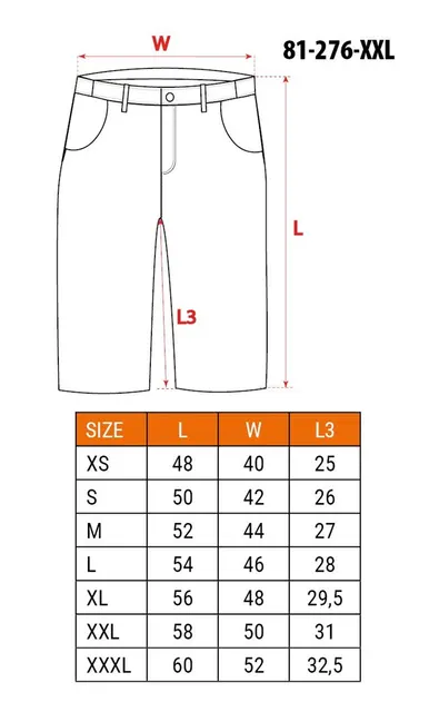 Krótkie spodenki PREMIUM 62% bawełna 35% poliester 3% elastan rozmiar XXL