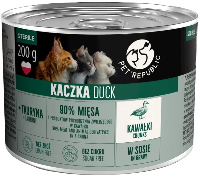 PetRepublic Steril kaczka kawałki w sosie mokra karma dla kota 200g