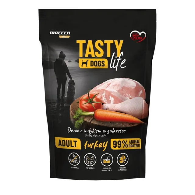 BIOFEED Tasty dog life indyk 90% saszetka 500g